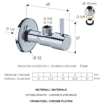 Daniel hoekstopmengkraan 1/2×1/2 rond waterbesparend met 15 kleuropties 4