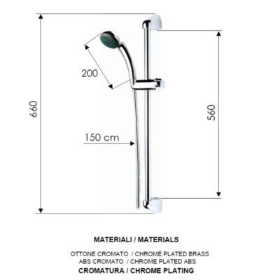 Daniel Glijstangcombinatie 66cm Chroom met 1-functie Handdouche en Anti-kalksysteem 4