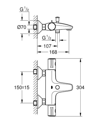 Grohe Grohtherm 800 wandopbouw thermostatische badmengkraan met keramische afsluiting chroom 34567000 4