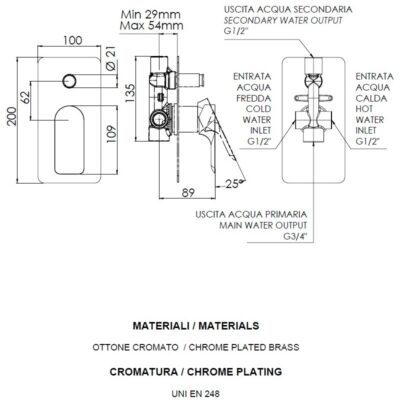 Daniel Ambition 2-wegomsteller met drukknop en dichte greep voor bad-douche toepassing 4