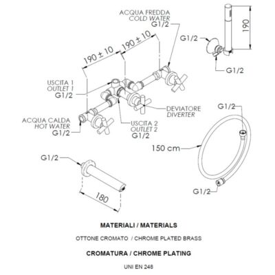 Daniel Jax inbouw badmengkraan met kruisgrepen en keramische technologie – 15 kleuropties 4