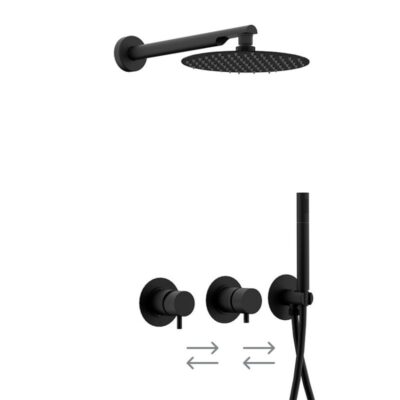 Daniel Tokyo inbouw regendouche Ø30cm ultra dun met mechanische omsteller Mat-zwart – Sale 6