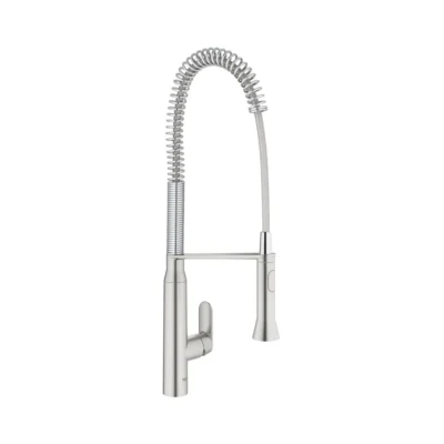 Grohe K7 eengreeps keukenmengkraan met veer en metalen sproeier supersteel 140° draaibereik 32950DC0 6