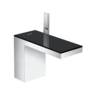 AXOR MyEdition wastafelkraan 110 met EcoSmart met afsluitbare afvoerplug push open gespiegeld chroom zwart glas 47030600