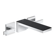 AXOR MyEdition wastafelkraan met EcoSmart met altijd open afvoer gespiegeld chroom zwart glas 47080600 AXOR MyEdition wastafelkraan met EcoSmart met altijd open afvoer gespiegeld chroom zwart glas 47080600