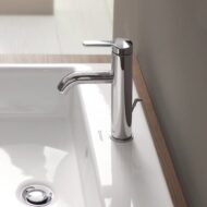 Duravit C.1 wastafelkraan M met trekstang-afvoergarnituur chroom C11020001010 Duravit C.1 wastafelkraan M met trekstang-afvoergarnituur chroom C11020001010