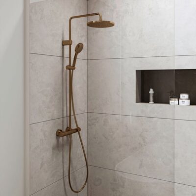 Duravit Shower Systems thermostatische opbouw regendoucheset Ø252 mm brons geborsteld TH4282008004 7