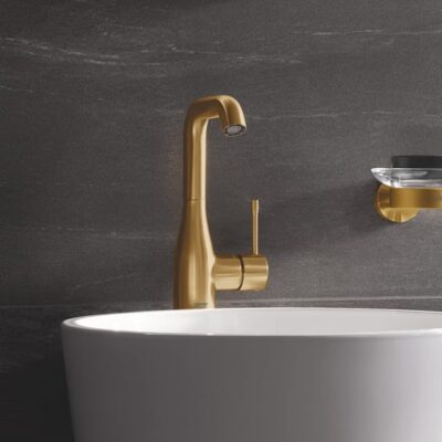 Grohe Essence wastafelkraan L-Size met EcoJoy met trekstang-afvoergarnituur cool sunrise geborsteld 32628GN1 4 Grohe Essence wastafelkraan L-Size met EcoJoy met trekstang-afvoergarnituur cool sunrise geborsteld 32628GN1 4
