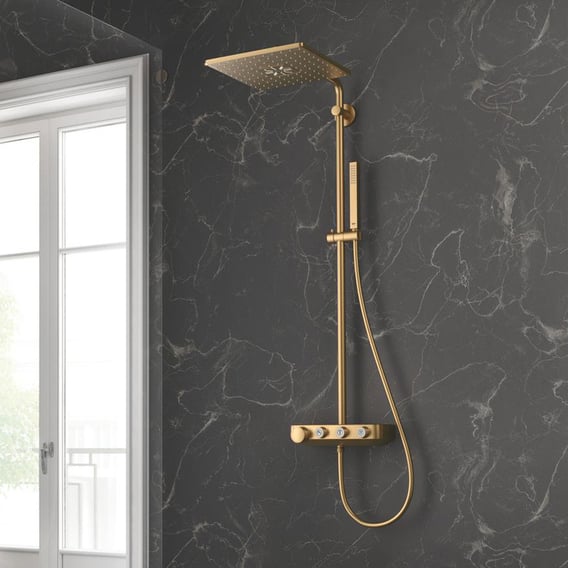 Grohe Euphoria SmartControl thermostatische opbouw regendoucheset met EcoJoy 310 x 310 mm cool sunrise geborsteld 26508GN0