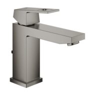 Grohe Eurocube wastafelkraan M-Size met EcoJoy met trekstang-afvoergarnituur hard hard graphite geborsteld 23445AL0
