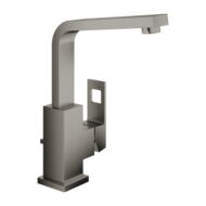 Grohe Eurocube wastafelkraan met trekstang-afvoergarnituur hard graphite geborsteld 23135AL0