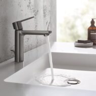 Grohe Lineare wastafelkraan S-Size met EcoJoy met trekstang-afvoergarnituur hard hard graphite geborsteld 32114AL1 46