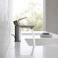 Grohe Lineare wastafelkraan XS-Size met EcoJoy met trekstang-afvoergarnituur hard graphite geborsteld 32109AL1