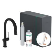 Hansgrohe Aqittura M91 filtersysteem 210 uittrekbare uitloop met sBox starterset en SodaSystem – draaibaar – mat-zwart 76806670
