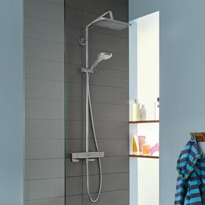 Hansgrohe Croma E thermostatische opbouw regendoucheset met EcoSmart 280 x 170 mm chroom 27660000 9