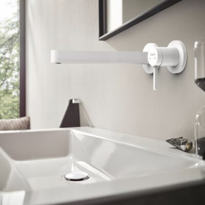 Hansgrohe Finoris eengreeps inbouw wastafelmengkraan met EcoSmart met altijd open afvoer mat-wit 76050700 5