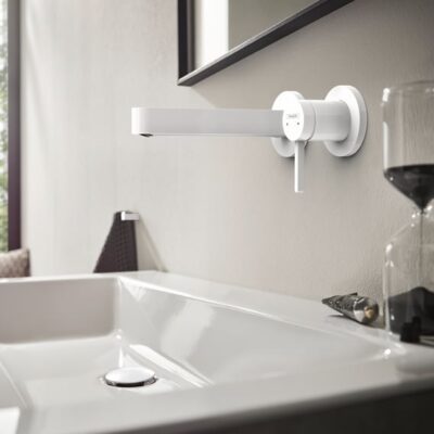 Hansgrohe Finoris eengreeps inbouw wastafelmengkraan met EcoSmart met altijd open afvoer mat-wit 76051700 5