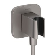 Hansgrohe Fixfit Porter Q handdouchehouder met slangverbinding zwart chroom geborsteld 26887340 Hansgrohe Fixfit Porter Q handdouchehouder met slangverbinding zwart chroom geborsteld 26887340