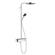 Hansgrohe Pulsify S thermostatische opbouw regendoucheset met baduitloop Ø260 mm chroom 24230000
