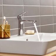 Hansgrohe Rebris E wastafelkraan 110 CoolStart met trekstang-afvoergarnituur chroom 72589000 Hansgrohe Rebris E wastafelkraan 110 CoolStart met trekstang-afvoergarnituur chroom 72589000