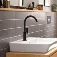 Hansgrohe Rebris E wastafelkraan 210 met EcoSmart met trekstang-afvoergarnituur mat-zwart 72576670 Hansgrohe Rebris E wastafelkraan 210 met EcoSmart met trekstang-afvoergarnituur mat-zwart 72576670