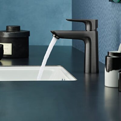 Hansgrohe Talis E wastafelkraan 110 CoolStart met EcoSmart zwart chroom geborsteld 71714340 5 Hansgrohe Talis E wastafelkraan 110 CoolStart met EcoSmart zwart chroom geborsteld 71714340 5