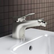 Ideal Standard Conca bidetkraan met trekstang-afvoergarnituur zilver storm BC760GN