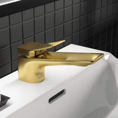 Ideal Standard Conca wastafelkraan met trekstang-afvoergarnituur geborsteld goud geborsteld BC753A2 9