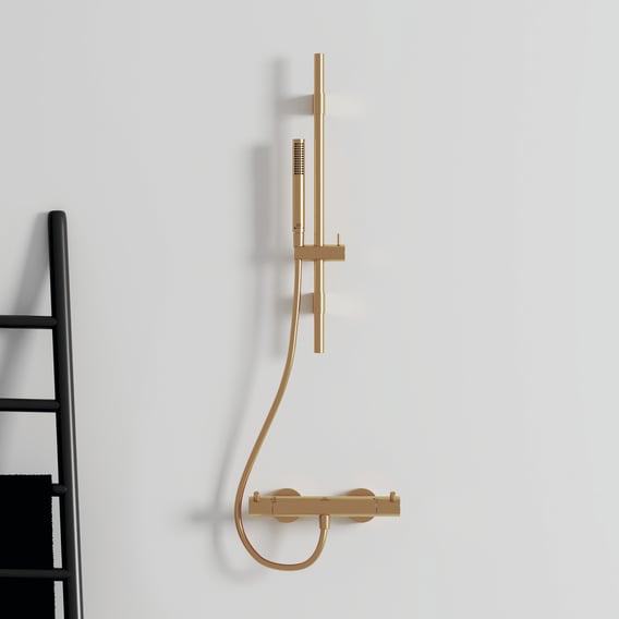 Ideal Standard Idealrain glijstangset met garnituur 1 straalsoort 603 mm goud geborsteld A7616A2 3 Ideal Standard Idealrain glijstangset met garnituur 1 straalsoort 603 mm goud geborsteld A7616A2 3