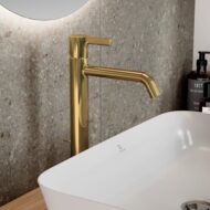 Ideal Standard Joy wastafelkraan met verhoogde kraanlichaam met trekstang-afvoergarnituur goud geborsteld BC781A2