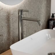 Ideal Standard Joy wastafelkraan met verhoogde kraanlichaam met trekstang-afvoergarnituur zilver storm BC781GN