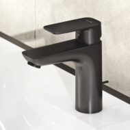 Kludi PURE&STYLE wastafelkraan 100 met trekstang-afvoergarnituur mat-zwart 402903975 Kludi PURE&STYLE wastafelkraan 100 met trekstang-afvoergarnituur mat-zwart 402903975