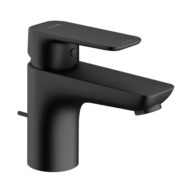 Kludi PURE&STYLE wastafelkraan 75 met trekstang-afvoergarnituur mat-zwart 403823975 Kludi PURE&STYLE wastafelkraan 75 met trekstang-afvoergarnituur mat-zwart 403823975