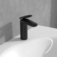 Villeroy & Boch Antao wastafelkraan met AquaSmart met afsluitbare afvoerplug push open mat-zwart TVW111003000K5