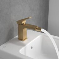 Villeroy & Boch Architectura Square bidetkraan met trekstang-afvoergarnituur met AquaSmart goud geborsteld TVB12500100076