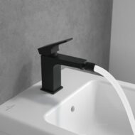 Villeroy & Boch Architectura Square bidetkraan met trekstang-afvoergarnituur met AquaSmart mat-zwart TVB125001000K5