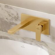 Villeroy & Boch Architectura Square wastafelkraan met AquaSmart met afsluitbare afvoerplug push open goud geborsteld TVW12500300076 Villeroy & Boch Architectura Square wastafelkraan met AquaSmart met afsluitbare afvoerplug push open goud geborsteld TVW12500300076