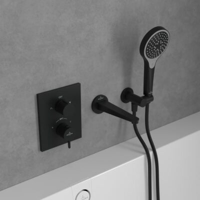 Villeroy & Boch Conum thermostaat voor bad & douche 2 verbruikers mat-zwart TVS127002000K5 11