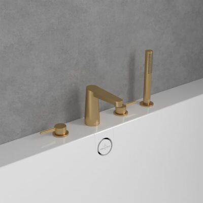 Villeroy & Boch Conum tweegreeps inbouw badrand mengkraan goud geborsteld TVT12700200076 11