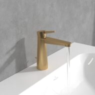 Villeroy & Boch Conum wastafelkraan met AquaSmart met trekstang-afvoergarnituur goud geborsteld TVW12700300076