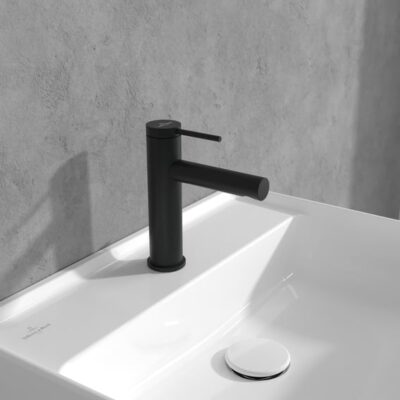 Villeroy & Boch Loop & Friends wastafelkraan met trekstang-afvoergarnituur mat-zwart TVW106102153K5 11