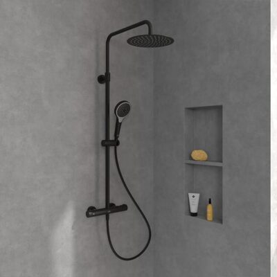 Villeroy & Boch Verve Showers thermostatische opbouw regendoucheset Ø250 mm mat-zwart TVS109005000K5 12