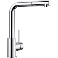 Blanco Mila-S hoekige keukenmengkraan met 360° draaibare uitloop en uittrekbare sproeislang chroom 519810 Blanco Mila-S hoekige keukenmengkraan met 360° draaibare uitloop en uittrekbare sproeislang chroom 519810