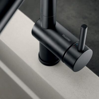 Blanco Linus mat-zwarte keukenmengkraan met draaibare haakse uitloop en keramische schijven 525806 5