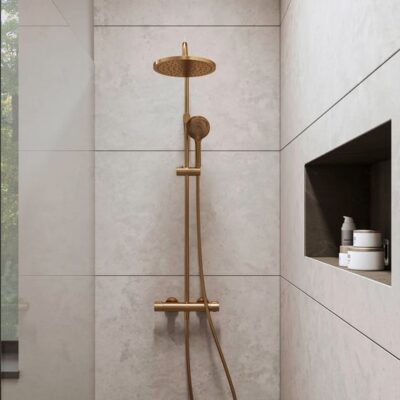 Duravit Shower Systems thermostatische opbouw regendoucheset Ø252 mm brons geborsteld TH4282008004 4