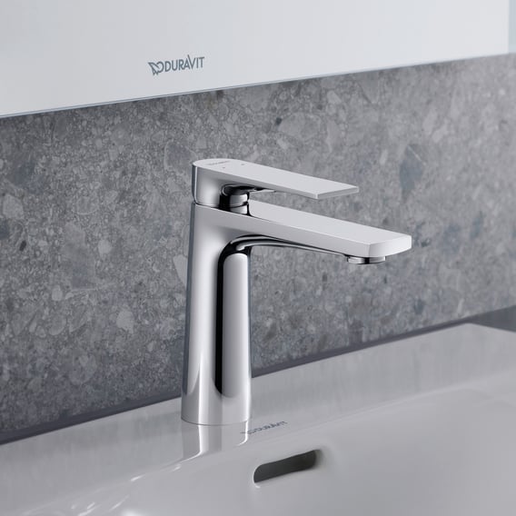 Duravit Tulum eengreeps wastafelmengkraan chroom met keramische cartridge en flexibele slangen 16,5cm hoog 3 Duravit Tulum eengreeps wastafelmengkraan chroom met keramische cartridge en flexibele slangen 16,5cm hoog 3