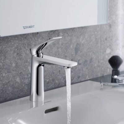 Duravit Tulum eengreeps wastafelmengkraan chroom met keramische cartridge en flexibele slangen 16,5cm hoog 4