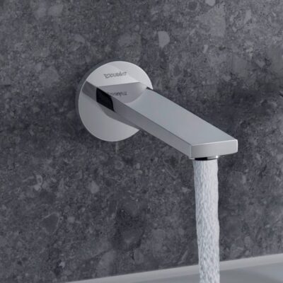 Duravit Tulum wandbaduitloop 17cm chroom met ronde rozet en G1/2 aansluiting 8