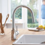 Grohe Concetto draaibare uitrekbare keukenmengkraan met ronde uitloop en eengreepsbediening chroom 31483002 Grohe Concetto draaibare uitrekbare keukenmengkraan met ronde uitloop en eengreepsbediening chroom 31483002