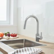 Grohe Feel serie keukenmengkraan hoge uitloop 2 straalsoorten draaibaar uittrekbaar 2 standen Supersteel 31486DC1 Grohe Feel serie keukenmengkraan hoge uitloop 2 straalsoorten draaibaar uittrekbaar 2 standen Supersteel 31486DC1